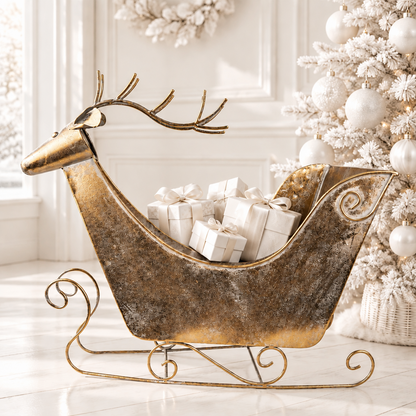 Kerstdecoratie slee hert, 26 x 49 x 26