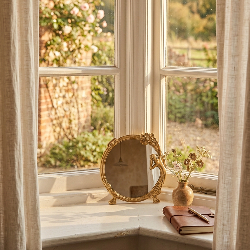 Vintage look mirror, 23 x 25 cm