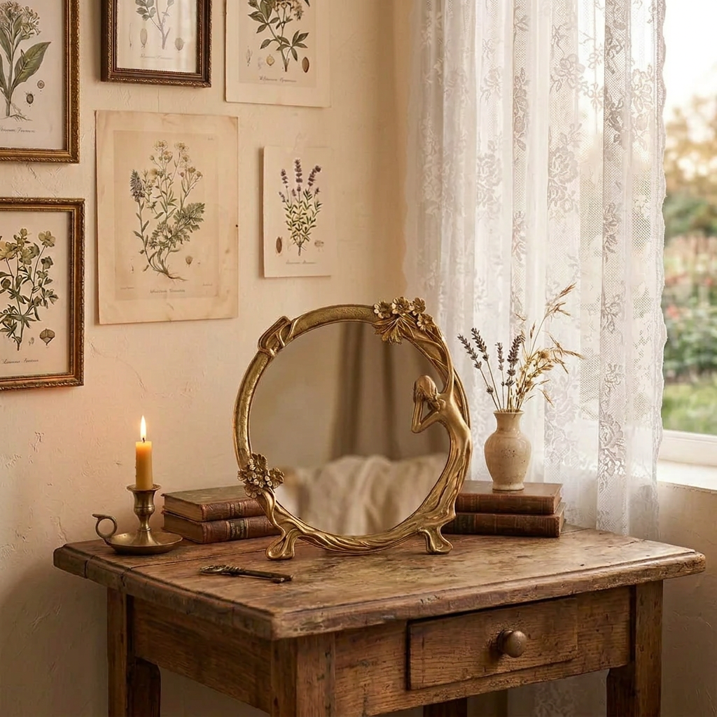 Vintage look mirror, 23 x 25 cm