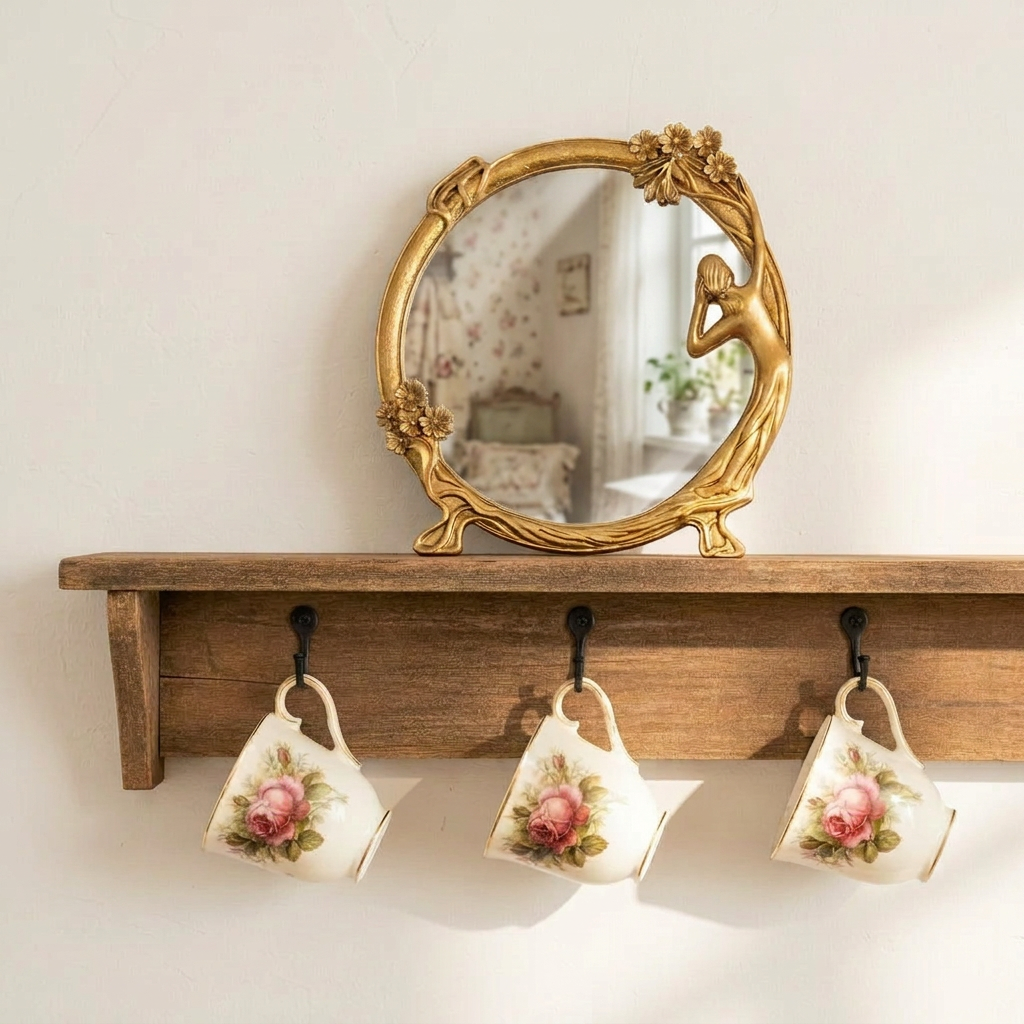 Vintage look mirror, 23 x 25 cm