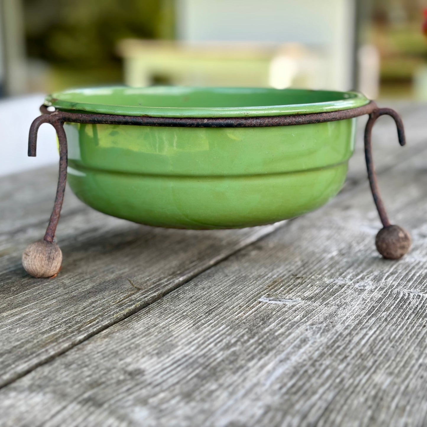 Brocante, emaille bloemenschaal, ø 25