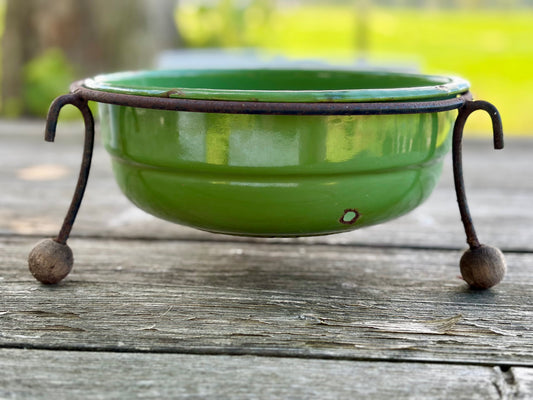 Brocante, emaille bloemenschaal, ø 25