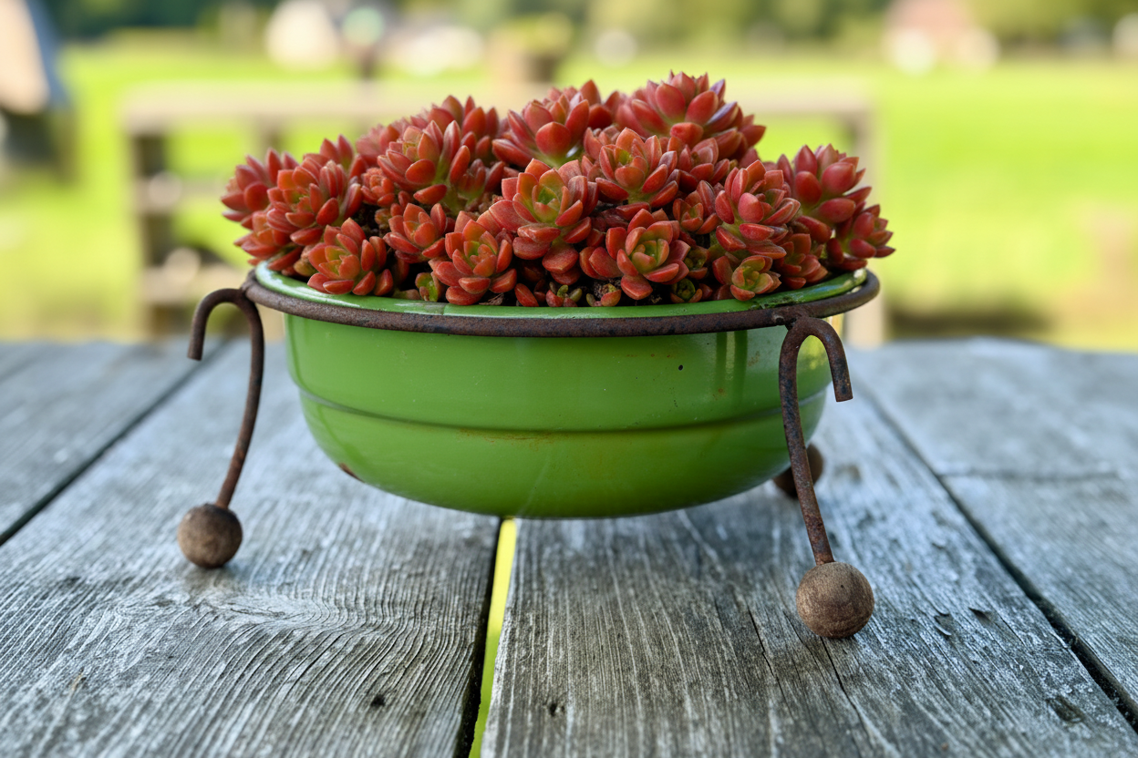 Brocante, emaille bloemenschaal, ø 25