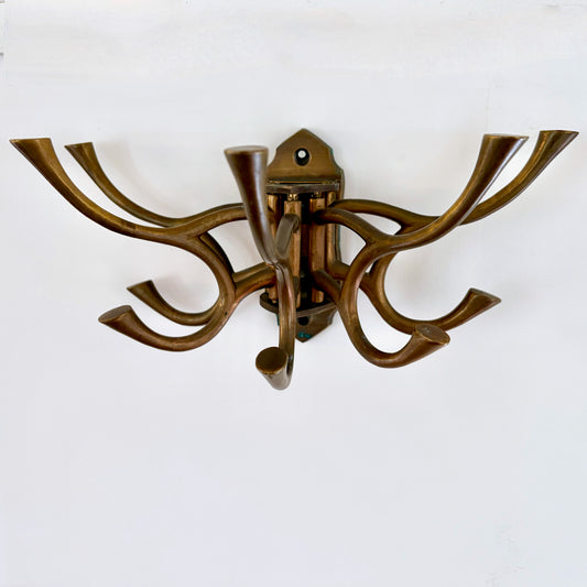 Vintage, brass coat rack, 27 x 13