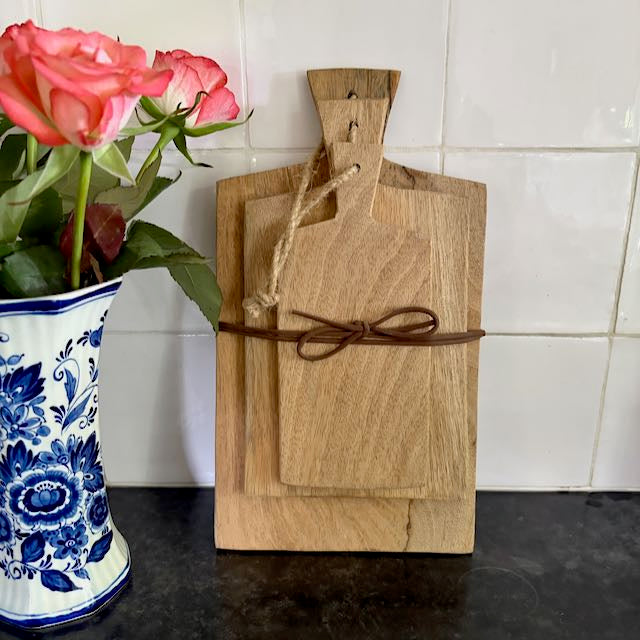 Houten snijplankjes, set
