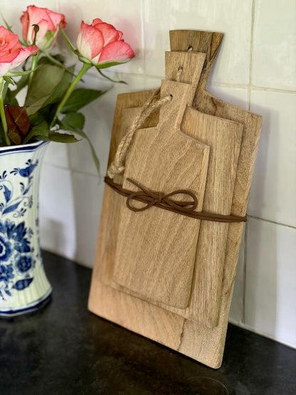 Houten snijplankjes, set